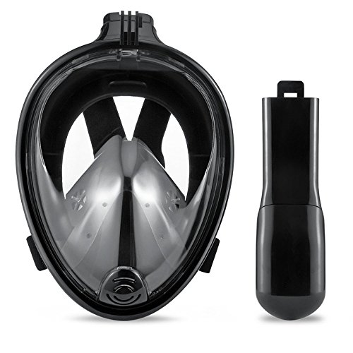 Wsobue Máscara de Buceo, Gafas Snorkel 180° Panorámica Vista Anti-Niebla Apoyo Camara Deportiva, Anti-Fugas Máscara de Snorkel para Adultos y niños (Negro S/M)