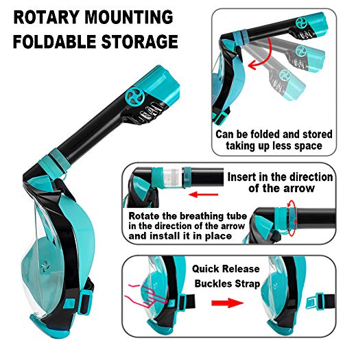 WSTOO Máscara de Snorkel,Máscara de Buceo Plegable 180 Vista panorámica,para Adultos y niños