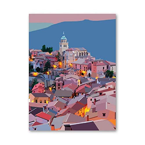 WTHKL Póster de Aragón póster artístico de pared de Teruel pintura en lienzo imágenes para decoración del hogar impresión en lienzo (50x70 cm） -20x28 pulgadas sin marco 1 Uds.