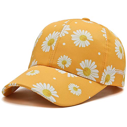 wtnhz Artículos de Moda Gorra de béisbol Daisy versión Coreana Femenina Gorra Coreana de crisantemo con Estampado Completo Gorra de protección Solar de Primavera y veranoRegalo de Vacaciones