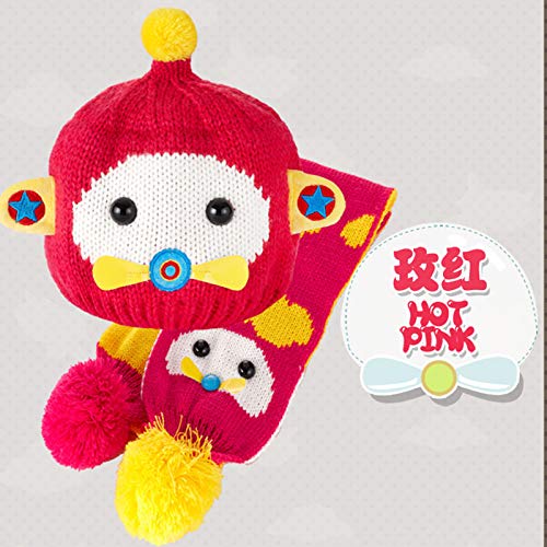 wtnhz Artículos de Moda Invierno cálido para niños Sombrero de Lana Conjunto de Bufanda Invierno cálido Sombrero de Punto de avión de Dibujos animadosRegalo de Vacaciones