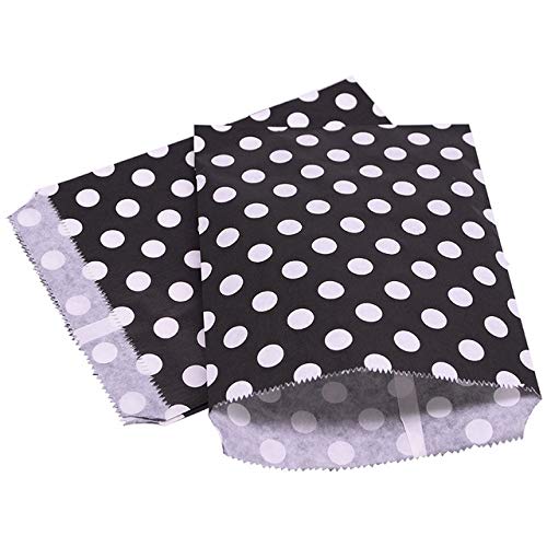 WWEEO Caja de Dulces,Bolsa de Papel de 25 Piezas, Bolsas de Dulces, Bolsa de Lunares, Embalaje de Galletas, Regalos de Fiesta, Bolsa de Regalo, Boda, Navidad, Punto Negro