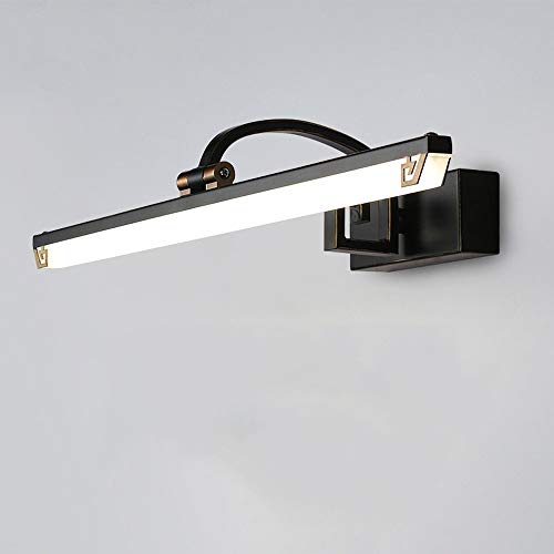 WWWJ - Luces de pared para baño, estilo chino, estilo retro, estilo clásico, para tocador o maquillaje, 3 colores, luz regulable, 8 W, 11 W, 14 W moderno L56cm Negro