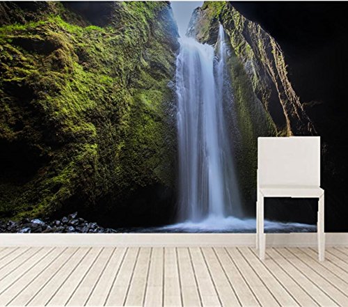 Wxlsl Custom 3D Wallpaper Murales, Iceland Waterfalls Moss Crag Fondos De Pantalla Naturaleza, Sala De Estar Sofá Tv Pared Niños Dormitorio -400Cmx280Cm