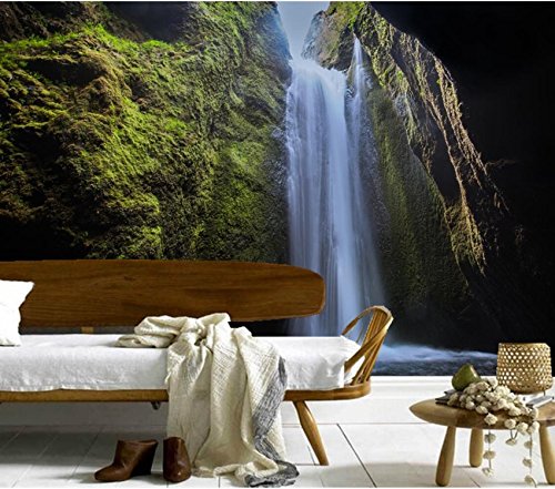 Wxlsl Custom 3D Wallpaper Murales, Iceland Waterfalls Moss Crag Fondos De Pantalla Naturaleza, Sala De Estar Sofá Tv Pared Niños Dormitorio -400Cmx280Cm
