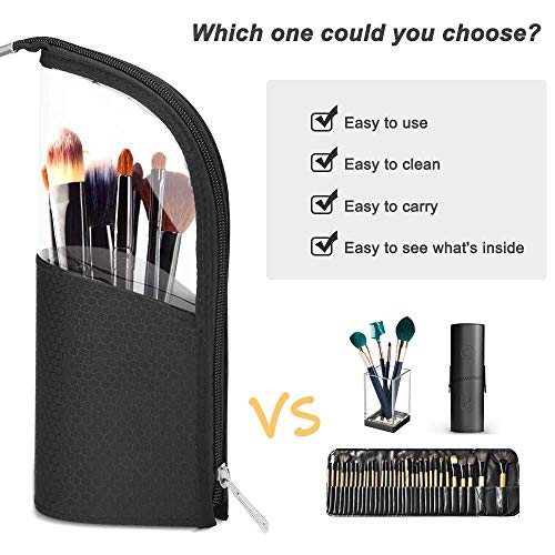 WYCYZJ Makeup Brush Holder Dust-Proof Makeup Brush Case Waterproof Travel Cosmetics Bags Brush Organizer for Women Girl,Black