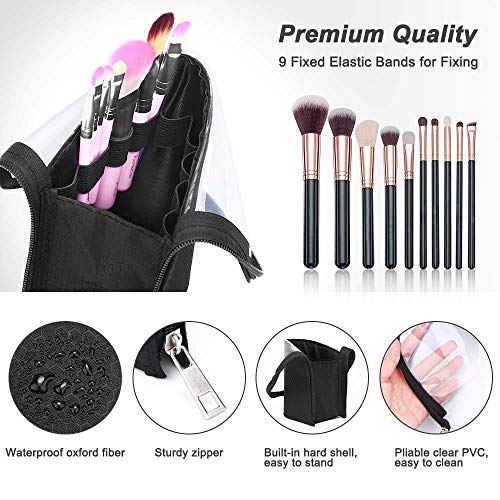 WYCYZJ Makeup Brush Holder Dust-Proof Makeup Brush Case Waterproof Travel Cosmetics Bags Brush Organizer for Women Girl,Black