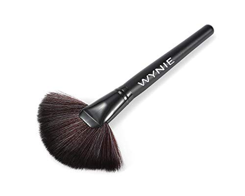 WYNIE Brocha de Maquillaje en Abanico para Polvos Iluminador de Pelo Sintetico y Cruelty Free