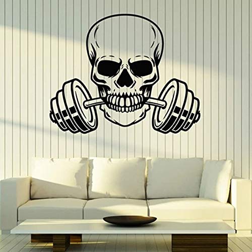 wZUN Calcomanía de Pared Calavera Barra Hierro pérdida de Peso Gimnasio decoración Vinilo Pegatina Papel Tapiz Creativo 50X39 cm
