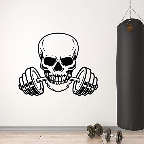 wZUN Calcomanía de Pared Calavera Barra Hierro pérdida de Peso Gimnasio decoración Vinilo Pegatina Papel Tapiz Creativo 50X39 cm