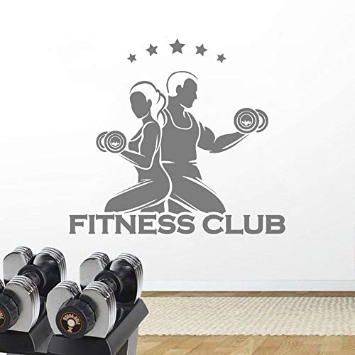 wZUN Calcomanías de Vinilo para Gimnasio con Silueta de Entrenamiento para Parejas para decoración de Gimnasio 85X70cm