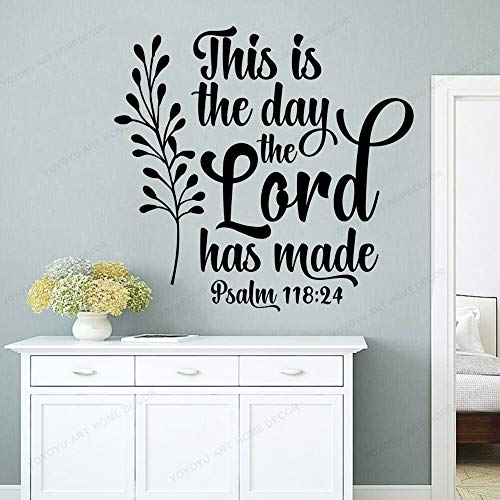 wZUN Este es el día Cita Tatuajes de Pared versículos de la Biblia Pegatinas de Pared de Vinilo decoración del hogar Mural de Arte de Pared extraíble 63X66 cm