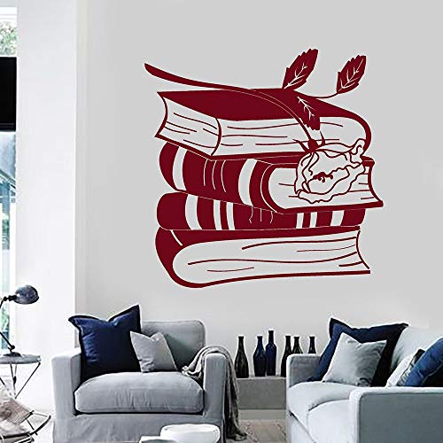 wZUN Libros Rose Sala de Lectura Biblioteca Vinilo Tatuajes de Pared Decoración para el hogar Etiqueta de la Pared extraíble 87x87cm