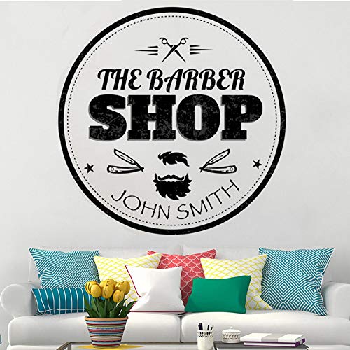 wZUN Pegatina de Pared de peluquería Personalizada, calcomanía de Vinilo para Pared de barbero, Mural de Arte móvil para salón de Belleza Personalizado, 63X63cm