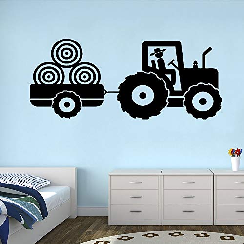wZUN Tractor Vinilo calcomanía de Pared Dormitorio Infantil Remolque Granja niño habitación decoración Pared calcomanía 97x45cm