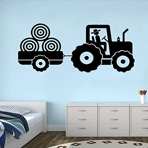 wZUN Tractor Vinilo calcomanía de Pared Dormitorio Infantil Remolque Granja niño habitación decoración Pared calcomanía 97x45cm