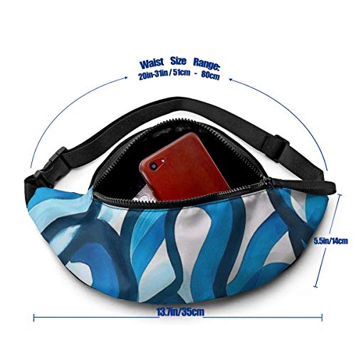 XCNGG Bolso de Cintura Corriente Bolso de Cintura de Ocio Bolso de Cintura Bolso de Cintura de Moda Blue Stripes Graffiti Fanny Packs for Women and Men Waist Bag Adjustable Belt for Outdoors Workout,
