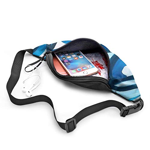 XCNGG Bolso de Cintura Corriente Bolso de Cintura de Ocio Bolso de Cintura Bolso de Cintura de Moda Blue Stripes Graffiti Fanny Packs for Women and Men Waist Bag Adjustable Belt for Outdoors Workout,