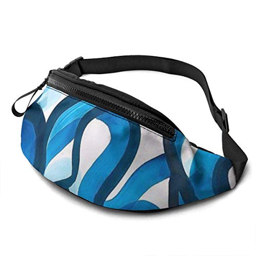 XCNGG Bolso de Cintura Corriente Bolso de Cintura de Ocio Bolso de Cintura Bolso de Cintura de Moda Blue Stripes Graffiti Fanny Packs for Women and Men Waist Bag Adjustable Belt for Outdoors Workout,