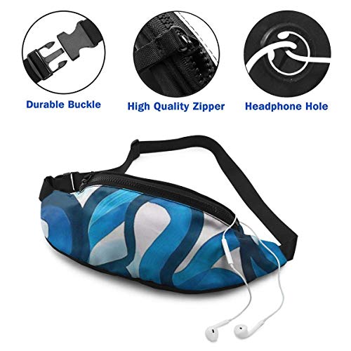 XCNGG Bolso de Cintura Corriente Bolso de Cintura de Ocio Bolso de Cintura Bolso de Cintura de Moda Blue Stripes Graffiti Fanny Packs for Women and Men Waist Bag Adjustable Belt for Outdoors Workout,