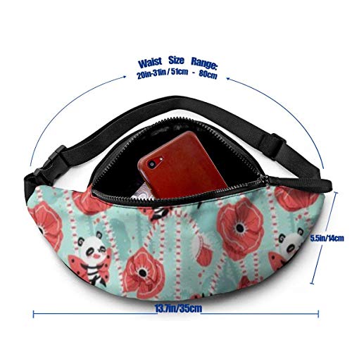 XCNGG Bolso de cintura corriente bolso de cintura de ocio bolso de cintura bolso de cintura de moda Rose Panda Fanny Packs for Women and Men Waist Bag Adjustable Belt for Outdoors Workout, Traveling,C