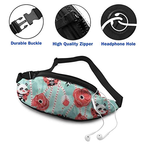 XCNGG Bolso de cintura corriente bolso de cintura de ocio bolso de cintura bolso de cintura de moda Rose Panda Fanny Packs for Women and Men Waist Bag Adjustable Belt for Outdoors Workout, Traveling,C