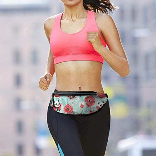 XCNGG Bolso de cintura corriente bolso de cintura de ocio bolso de cintura bolso de cintura de moda Rose Panda Fanny Packs for Women and Men Waist Bag Adjustable Belt for Outdoors Workout, Traveling,C