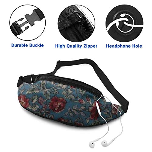 XCNGG Bolso de cintura corriente bolso de cintura de ocio bolso de cintura bolso de cintura de moda Vintage Flowers Fanny Packs for Women and Men Waist Bag Adjustable Belt for Outdoors Workout, Travel