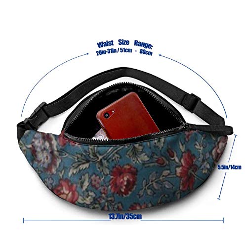 XCNGG Bolso de cintura corriente bolso de cintura de ocio bolso de cintura bolso de cintura de moda Vintage Flowers Fanny Packs for Women and Men Waist Bag Adjustable Belt for Outdoors Workout, Travel