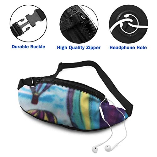 XCNGG Bolso de cintura corriente bolso de cintura de ocio bolso de cintura bolso de cintura de moda Watercolor Hot Air Balloon Fanny Packs for Women and Men Waist Bag Adjustable Belt for Outdoors Work