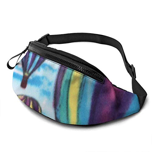 XCNGG Bolso de cintura corriente bolso de cintura de ocio bolso de cintura bolso de cintura de moda Watercolor Hot Air Balloon Fanny Packs for Women and Men Waist Bag Adjustable Belt for Outdoors Work