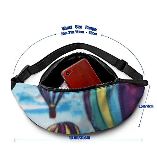 XCNGG Bolso de cintura corriente bolso de cintura de ocio bolso de cintura bolso de cintura de moda Watercolor Hot Air Balloon Fanny Packs for Women and Men Waist Bag Adjustable Belt for Outdoors Work