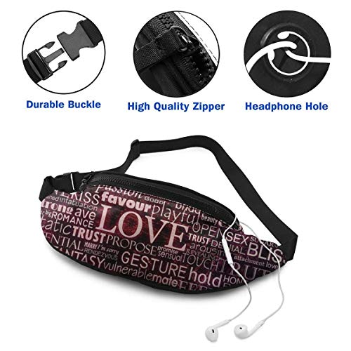 XCNGG Bolso de la cintura del ocio bolso que acampa bolso del montañismo Waist Pack Bag for Men&Women, Mother's Day Flowers Utility Hip Pack Bag with Adjustable Strap for Workout Traveling Casual Runn