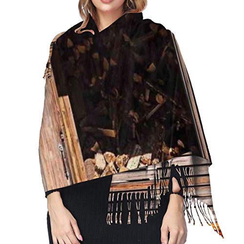 XCNGG Bufanda con flecos de cachemira de imitación chal bufanda larga de moda Women Scarves Rustic Battered Stone House Cashmere-like Shawl Stole Scarf