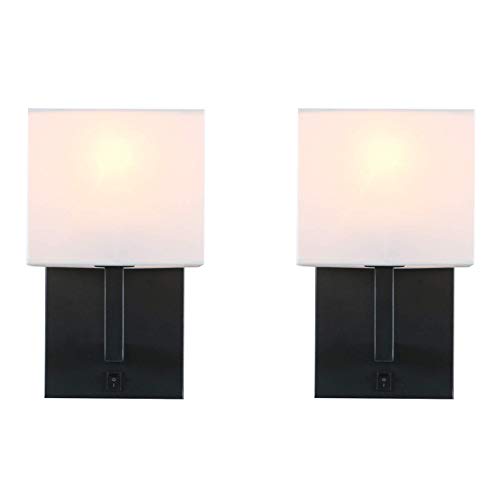 XHCP Iluminación 2 Juegos de Accesorios de luz de Pared de Pantalla de Lino Moderno Vintage, Junto a la lámpara de Pared LED con Interruptor de Pared para Salas de Estar Tornillo Hotel E27 (Cromo