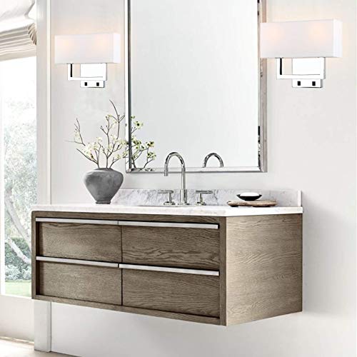 XHCP Iluminación Pantalla de Lino Moderna Vintage 2 Accesorios de luz de Pared, Junto a la lámpara de Pared LED con 2 interruptores de Pared para Sala de Estar Habitaciones Hotel E27 Tornillo (ne