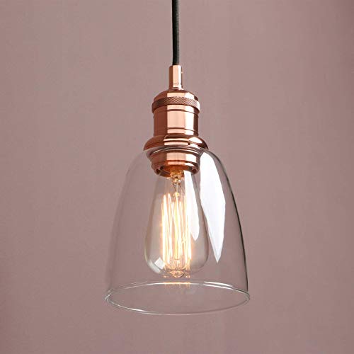 XHCP Industrial Vintage Loft Bar Accesorios de Luces Colgantes de 3 vías con Pantalla de Cristal de Campana, Techo Colgante Lámpara de 3 Luces para Cocina Isla Comedor Sala de Estar Restaurante C