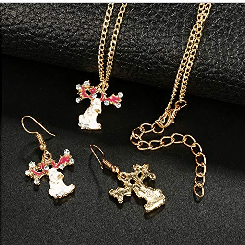 XIANGLIANDIAN Collares Mujer Navidad Joyería Aleación Exótica Gota De Aceite Lindo Elk Collar Pendiente Set Joyas