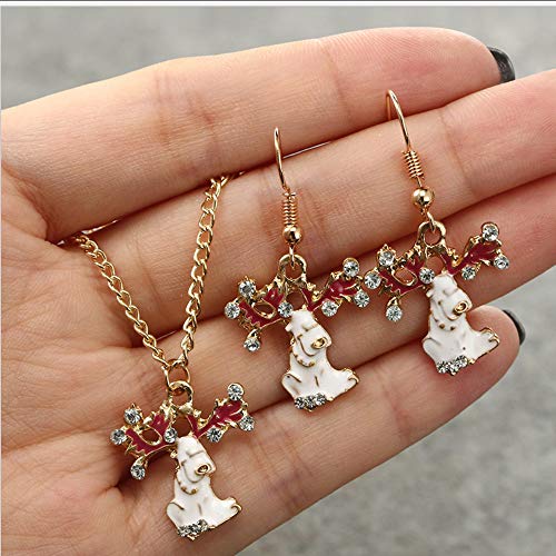 XIANGLIANDIAN Collares Mujer Navidad Joyería Aleación Exótica Gota De Aceite Lindo Elk Collar Pendiente Set Joyas