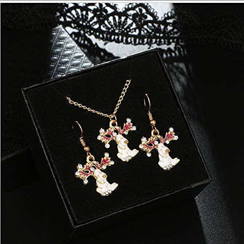 XIANGLIANDIAN Collares Mujer Navidad Joyería Aleación Exótica Gota De Aceite Lindo Elk Collar Pendiente Set Joyas