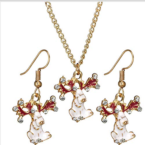 XIANGLIANDIAN Collares Mujer Navidad Joyería Aleación Exótica Gota De Aceite Lindo Elk Collar Pendiente Set Joyas