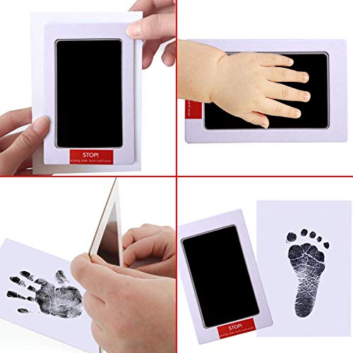Xiangmall Kit Huella Bebe Clean Touch Almohadilla de Tinta con marco de Fotos de Papel Tarjetas de Impresión Clips de Madera Cuerda de Cáñamo Kit Huellas Familia Regalo Recuerdos (negro)