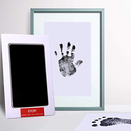 Xiangmall Kit Huella Bebe Clean Touch Almohadilla de Tinta con marco de Fotos de Papel Tarjetas de Impresión Clips de Madera Cuerda de Cáñamo Kit Huellas Familia Regalo Recuerdos (negro)