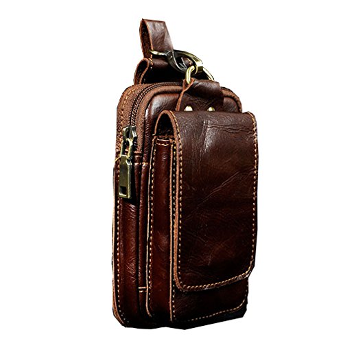 Xieben Cuero Genuino Fanny Bolso De La Cintura para Hombres Mujeres Celular/Teléfono Móvil Monedero Bolsillo Cinturón Vago Paquete Café