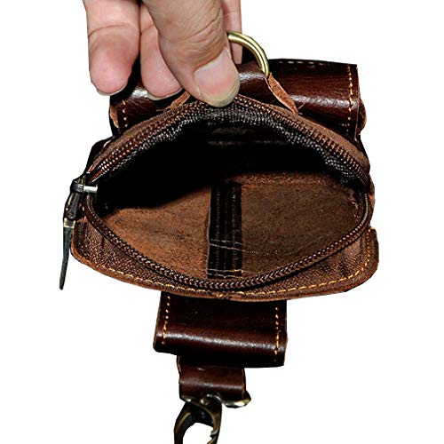Xieben Cuero Genuino Fanny Bolso De La Cintura para Hombres Mujeres Celular/Teléfono Móvil Monedero Bolsillo Cinturón Vago Paquete Café
