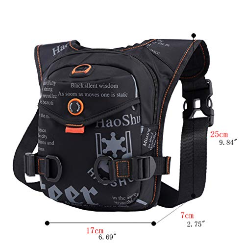 Xieben Nylon Pierna Bolsa para Hombres Mujeres Paquete de Cintura Multifunción Motocicleta Camping Negro