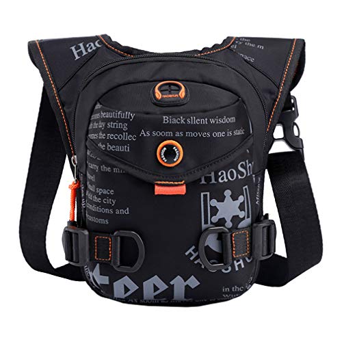 Xieben Nylon Pierna Bolsa para Hombres Mujeres Paquete de Cintura Multifunción Motocicleta Camping Negro