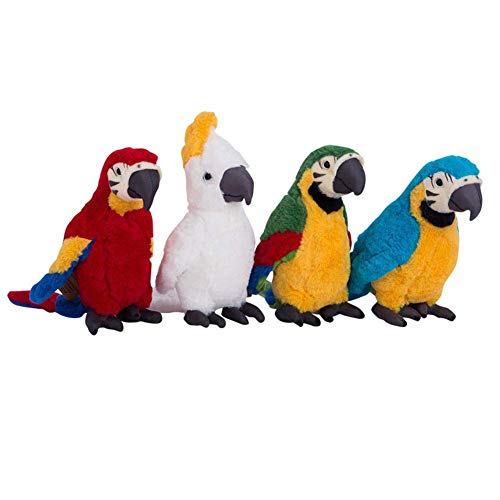 Xin Yao Store Juguete Suave 4 Piezas Simulación Felpa Loro Pájaro Niños Juguete Decoración Simulación Peluche Juguete Niños Navidad Fiesta Regalo