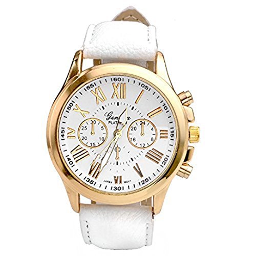 Xinantime Relojes Pulsera Mujer,Xinan Cuarzo Romana Cuero de Imitación Relojes Regalo (Blanco)