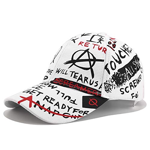 XingXiang Las Nuevas Letras de la Pintada Gorra de béisbol de paternidad Hombres y Mujeres viajan a lo Largo del Casquillo del Curvada Deportes Sombrero Casual (Color : White, Size : 58-60cm)